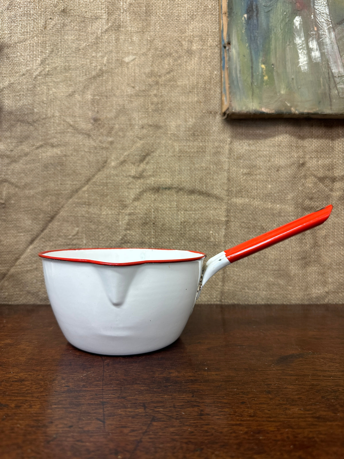 Vintage White Enamel Milk Pan