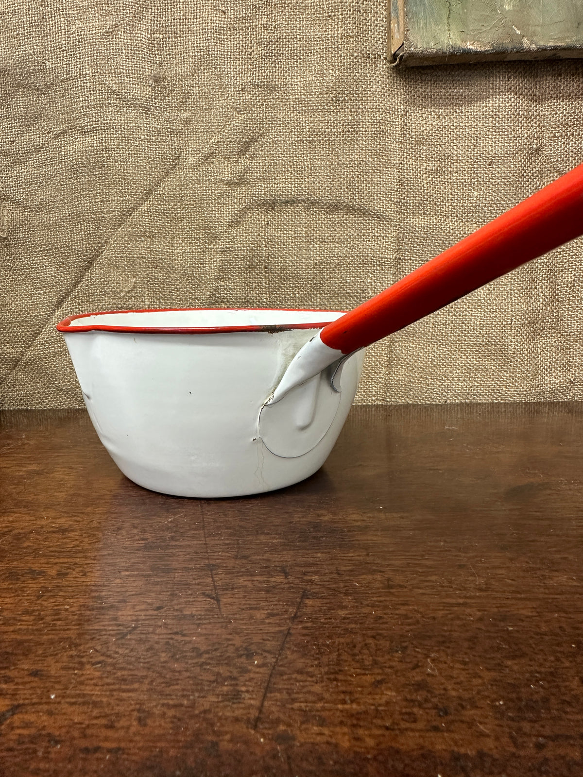 Vintage White Enamel Milk Pan