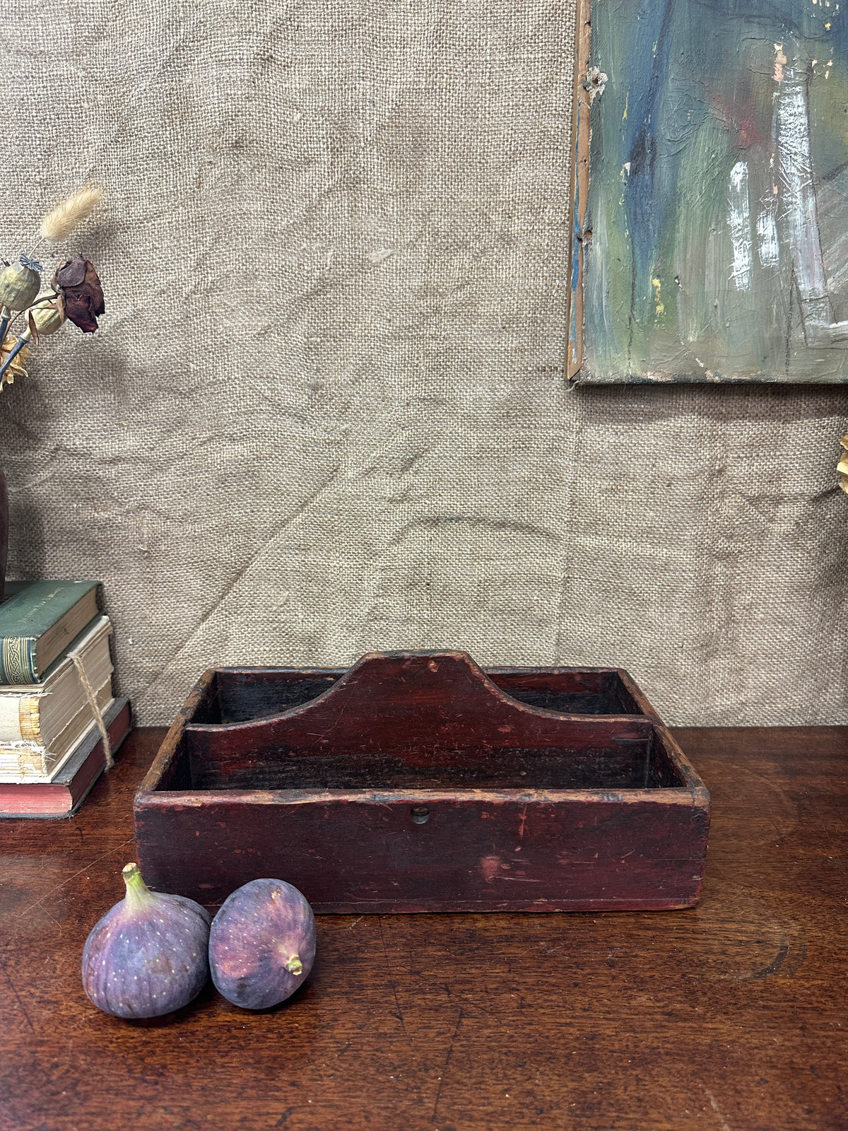 Wooden Divided Trug, Caddy Cutlery Tray