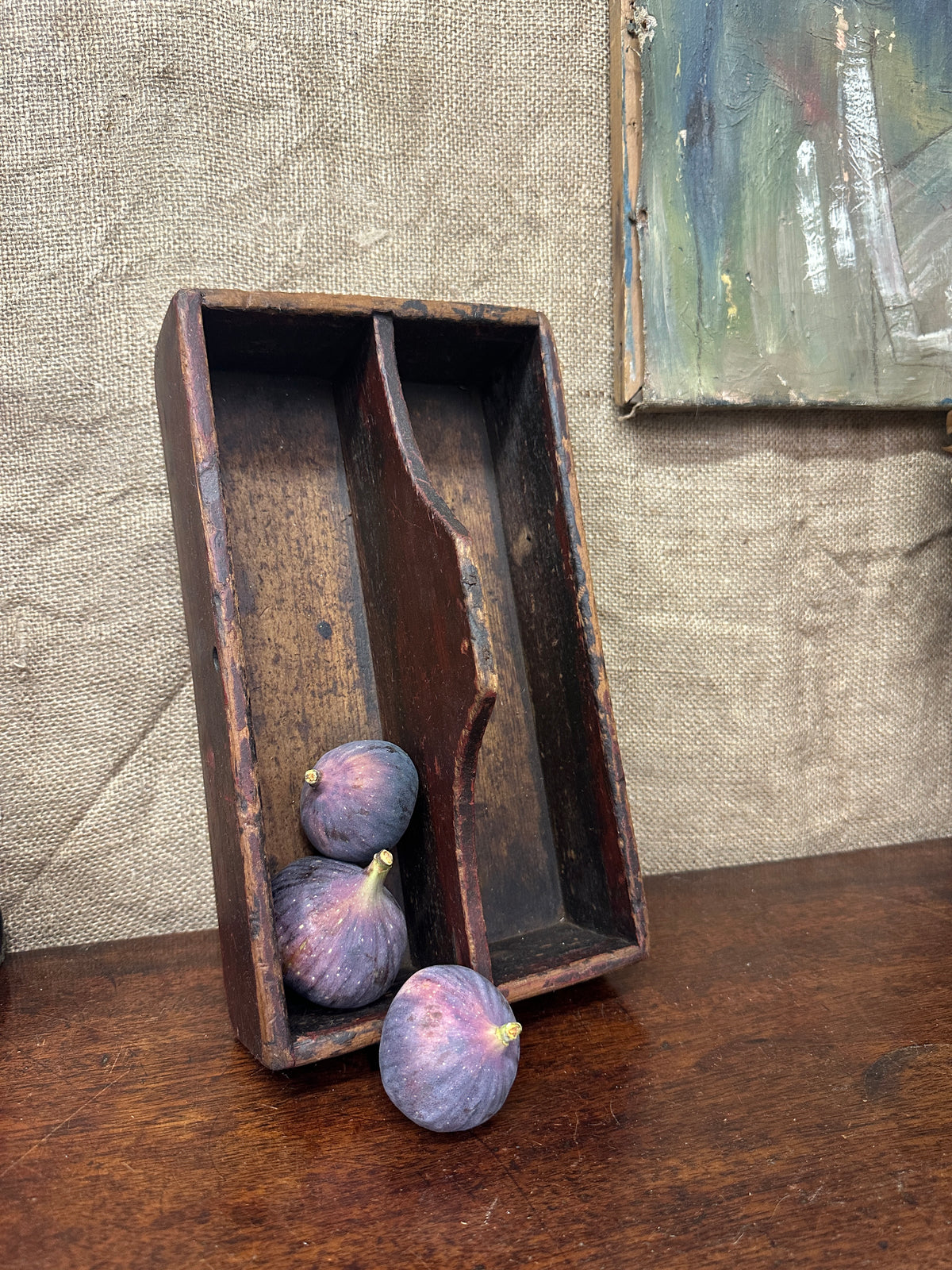 Wooden Divided Trug, Caddy Cutlery Tray
