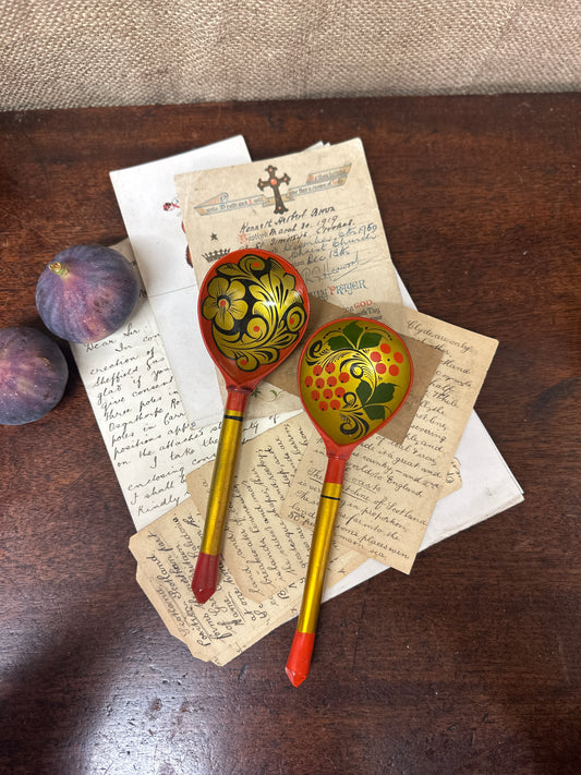 Painted Russian Folk Art Khokhloma Spoons