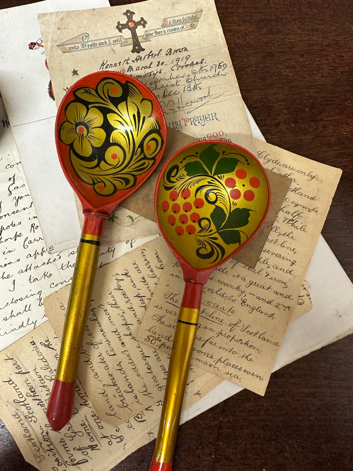 Painted Russian Folk Art Khokhloma Spoons