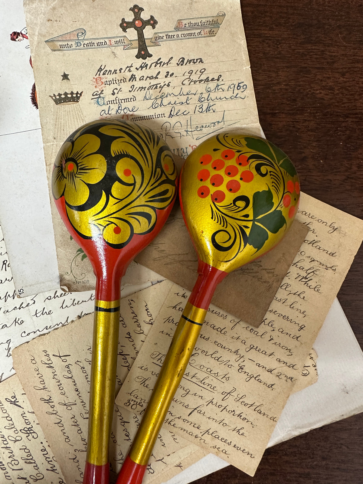 Painted Russian Folk Art Khokhloma Spoons