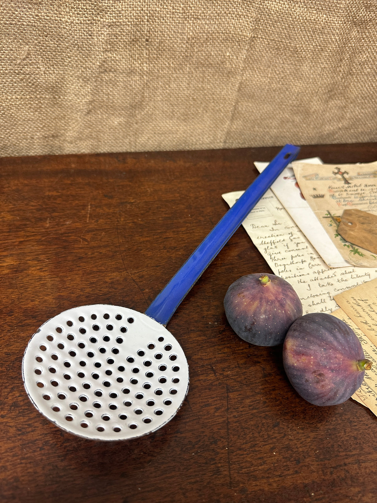 Vintage Enamel Skimmer Strainer