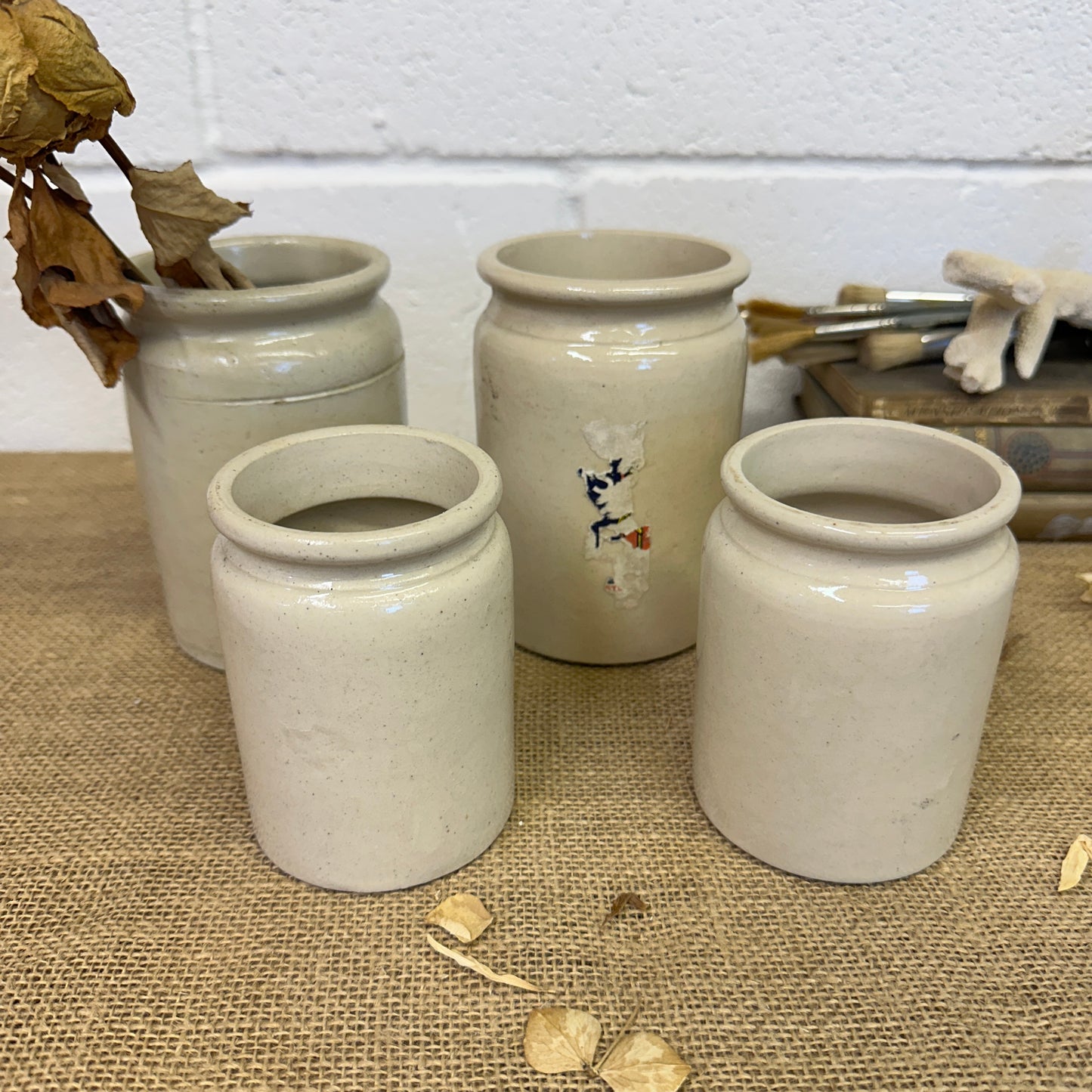Stoneware Jam Pots, Various