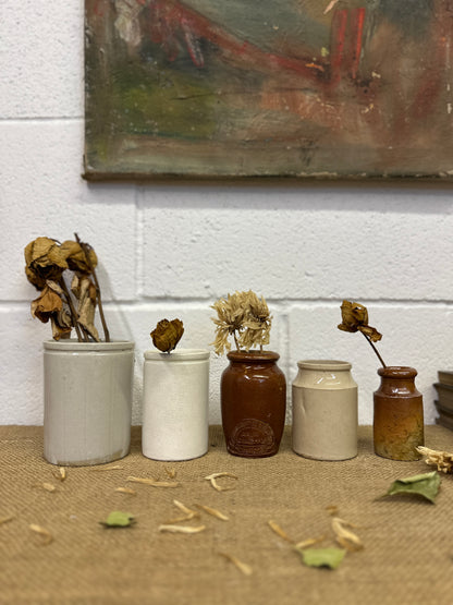 Five Stoneware Bottles Small Vases