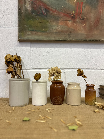 Five Stoneware Bottles Small Vases