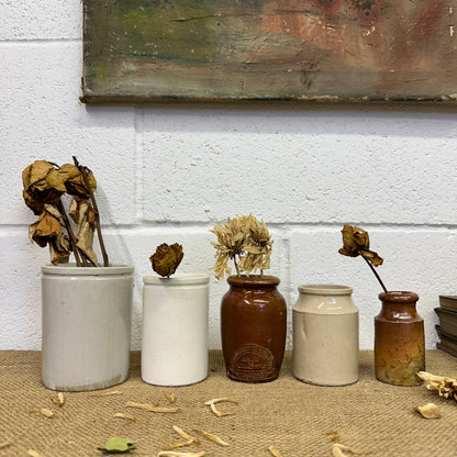 Five Stoneware Bottles Small Vases