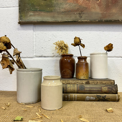 Five Stoneware Bottles Small Vases