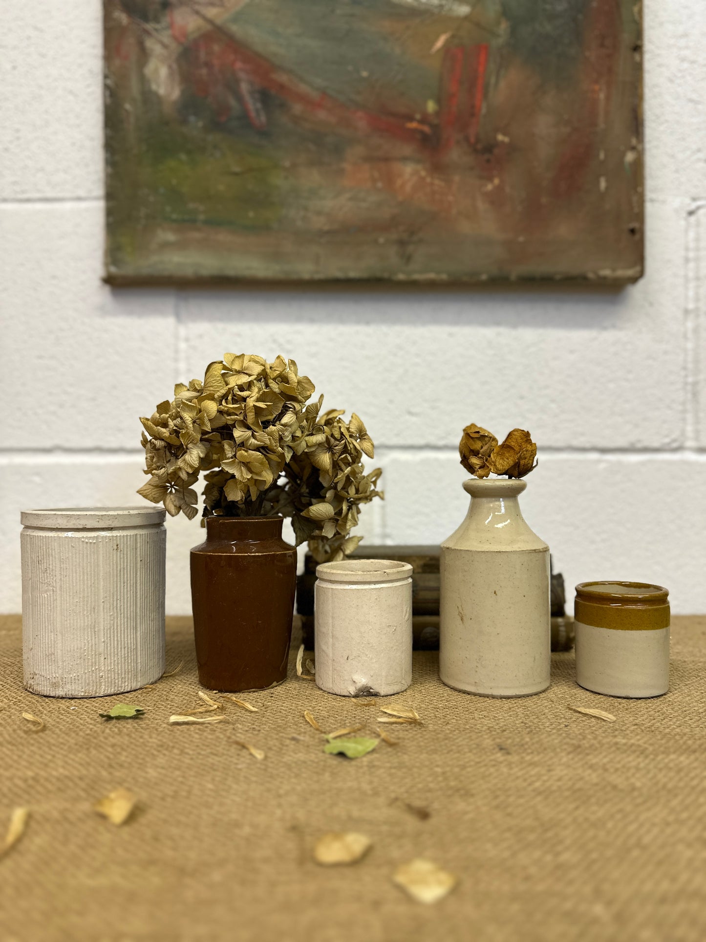 Five Stoneware Bottles