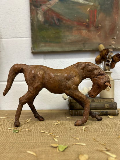 Mid Century Leather Horse Figure
