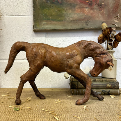 Mid Century Leather Horse Figure