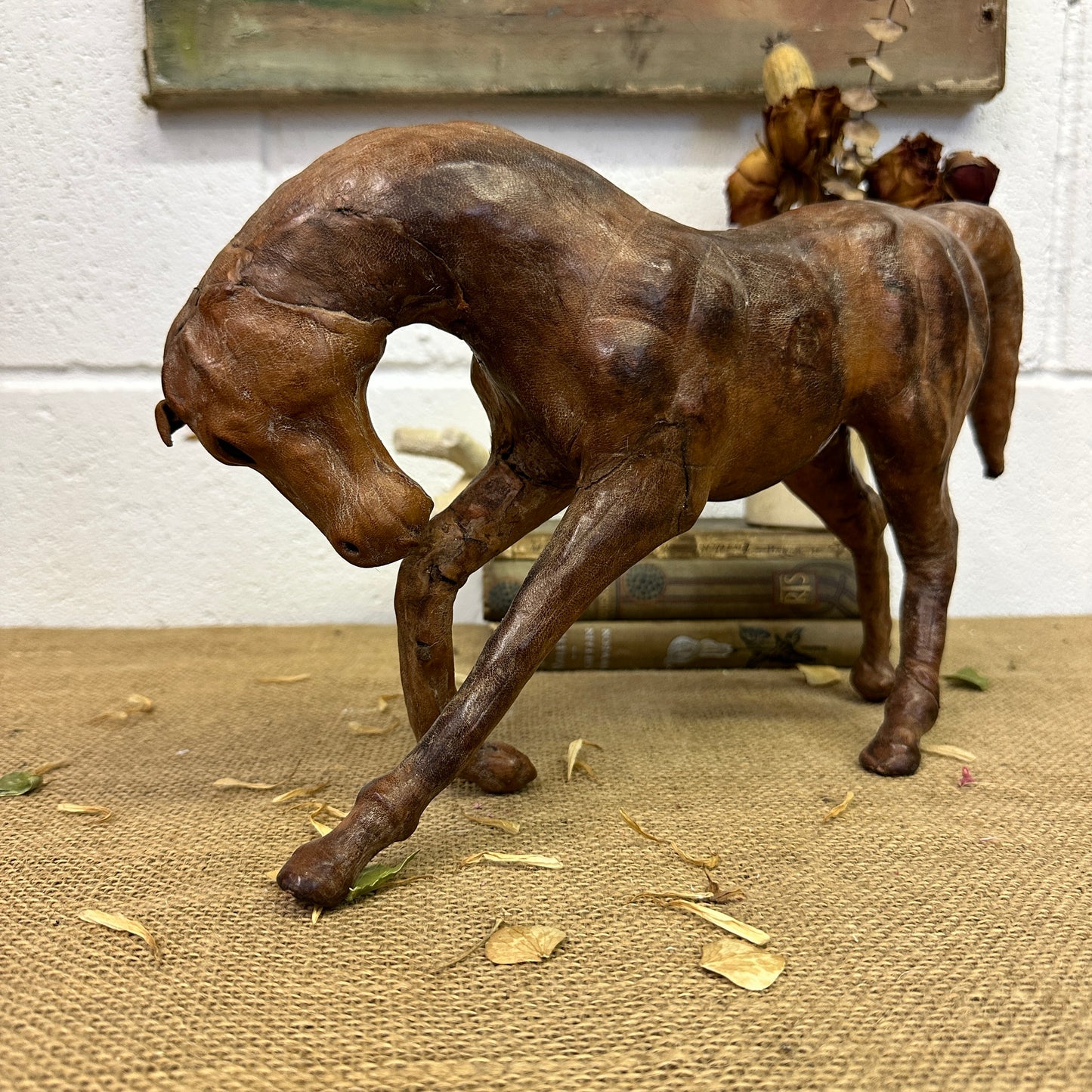 Mid Century Leather Horse Figure