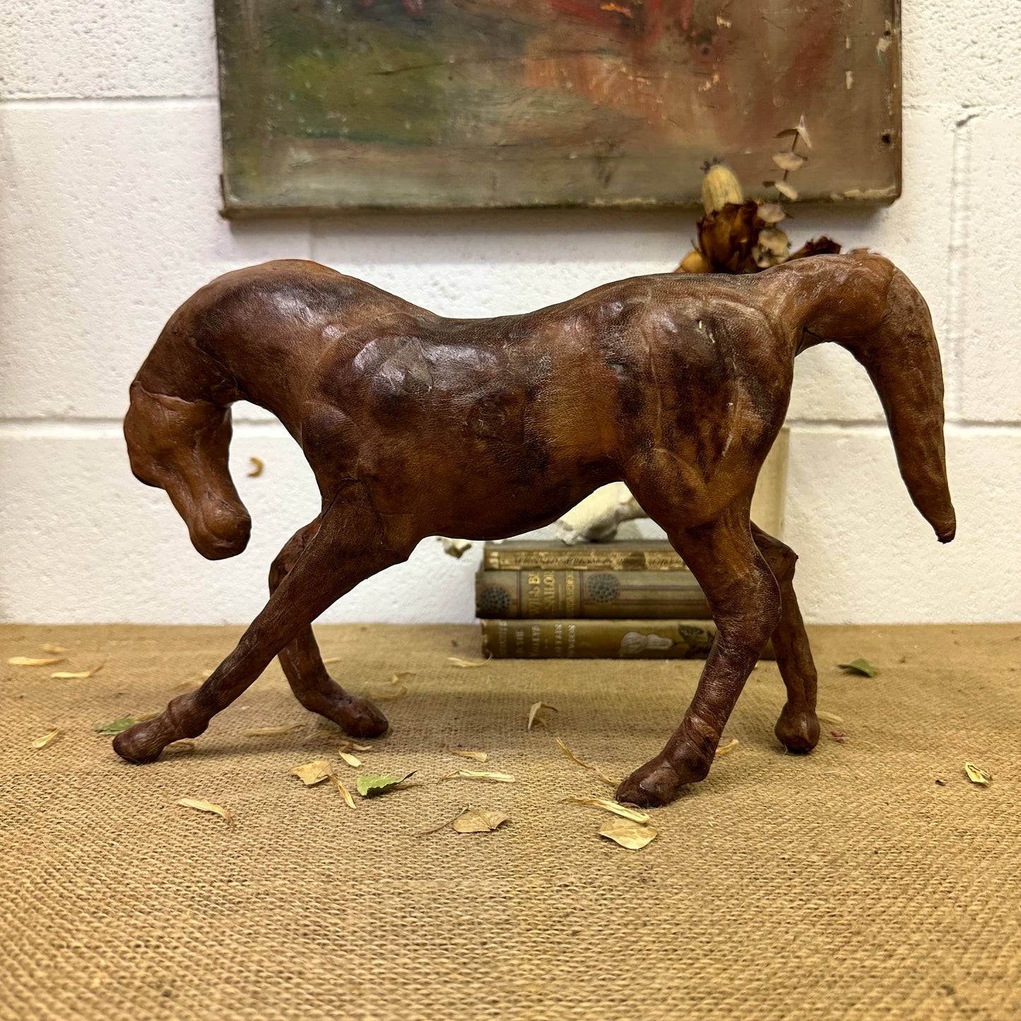Mid Century Leather Horse Figure