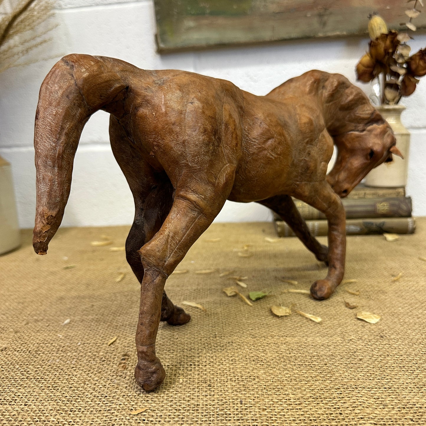 Mid Century Leather Horse Figure