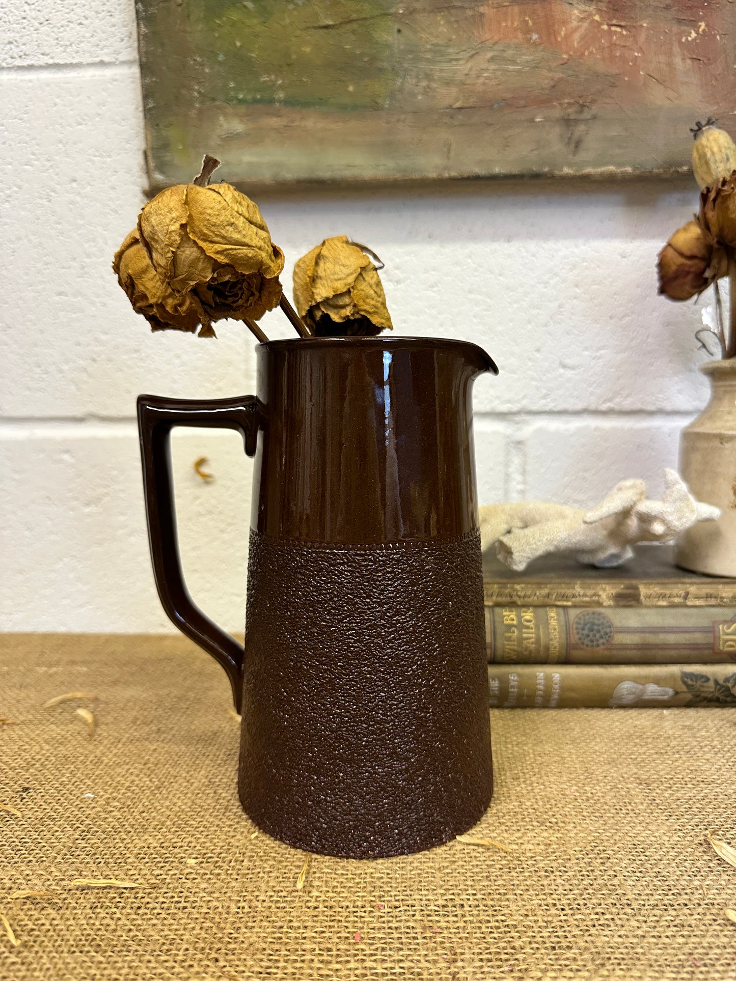 Glazed Brown Stoneware Jug