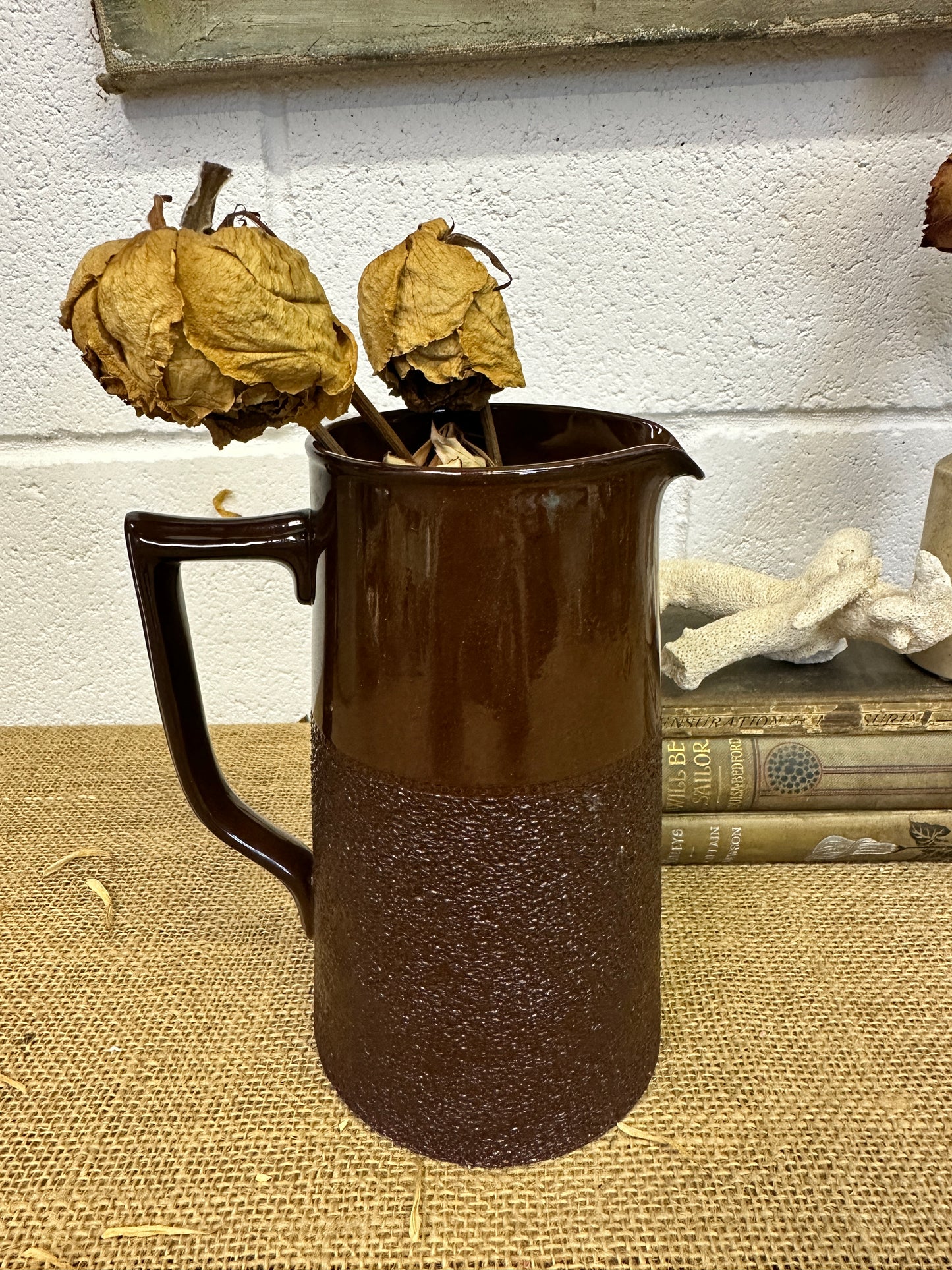 Glazed Brown Stoneware Jug
