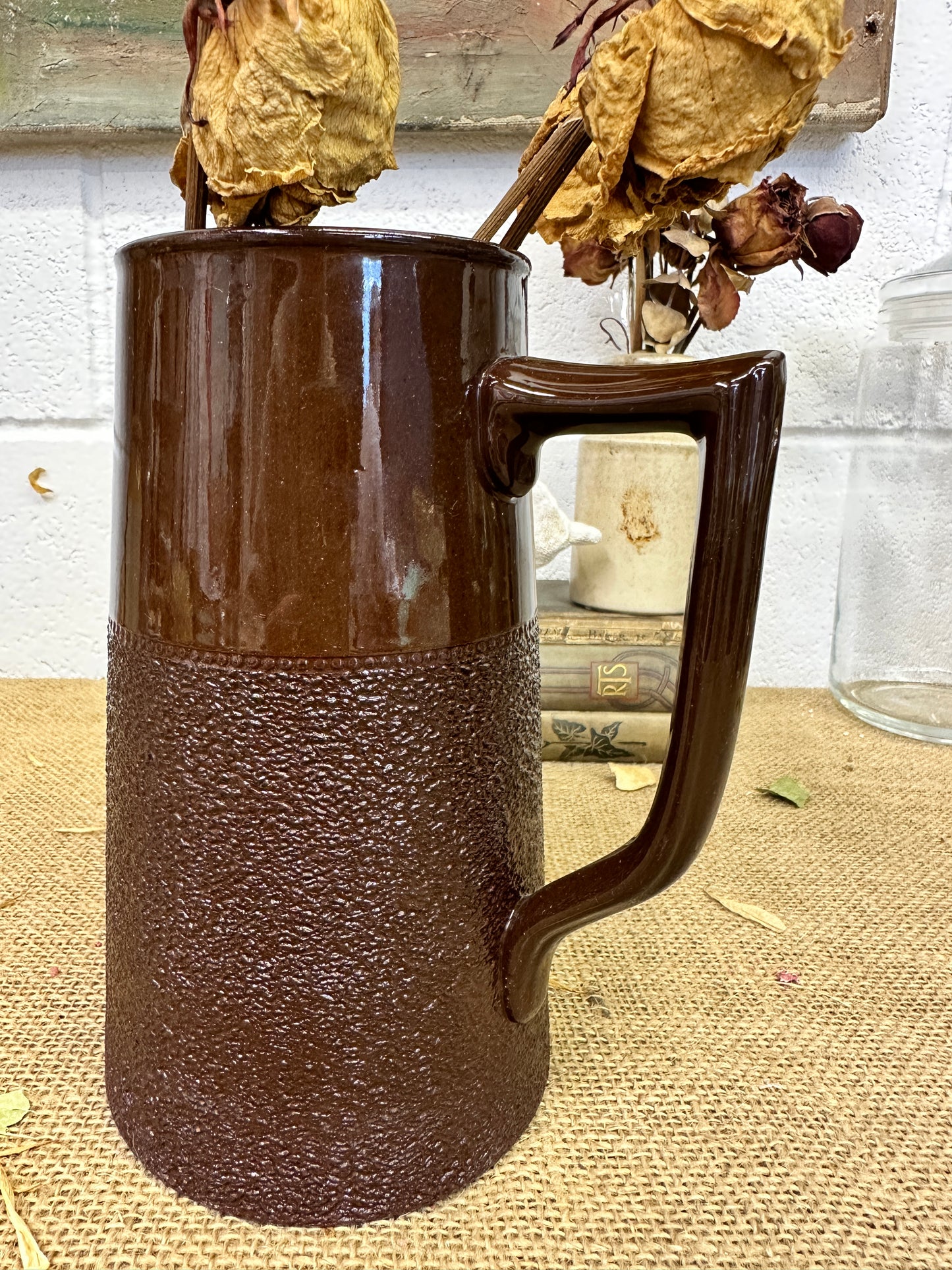 Glazed Brown Stoneware Jug