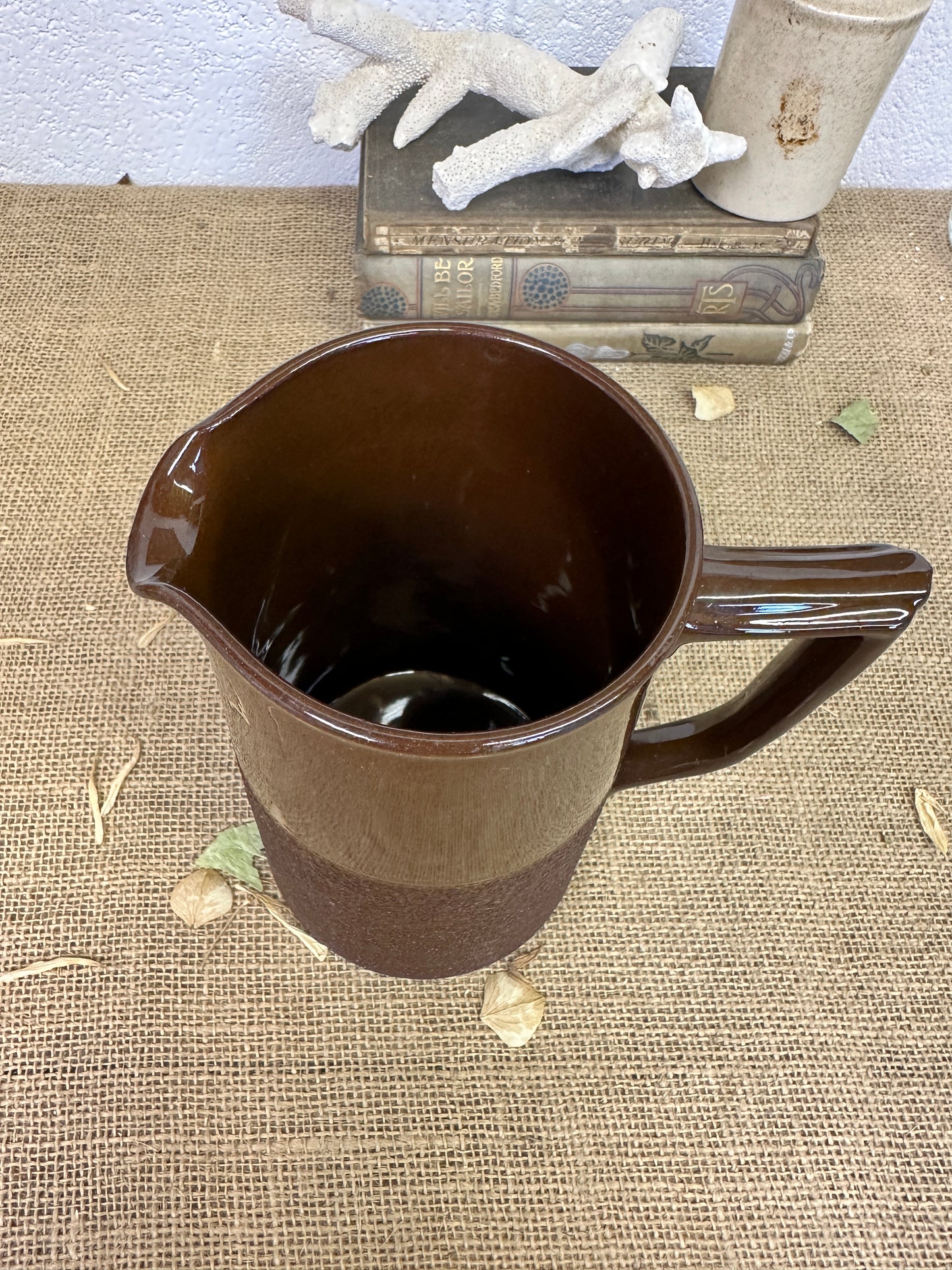 Glazed Brown Stoneware Jug