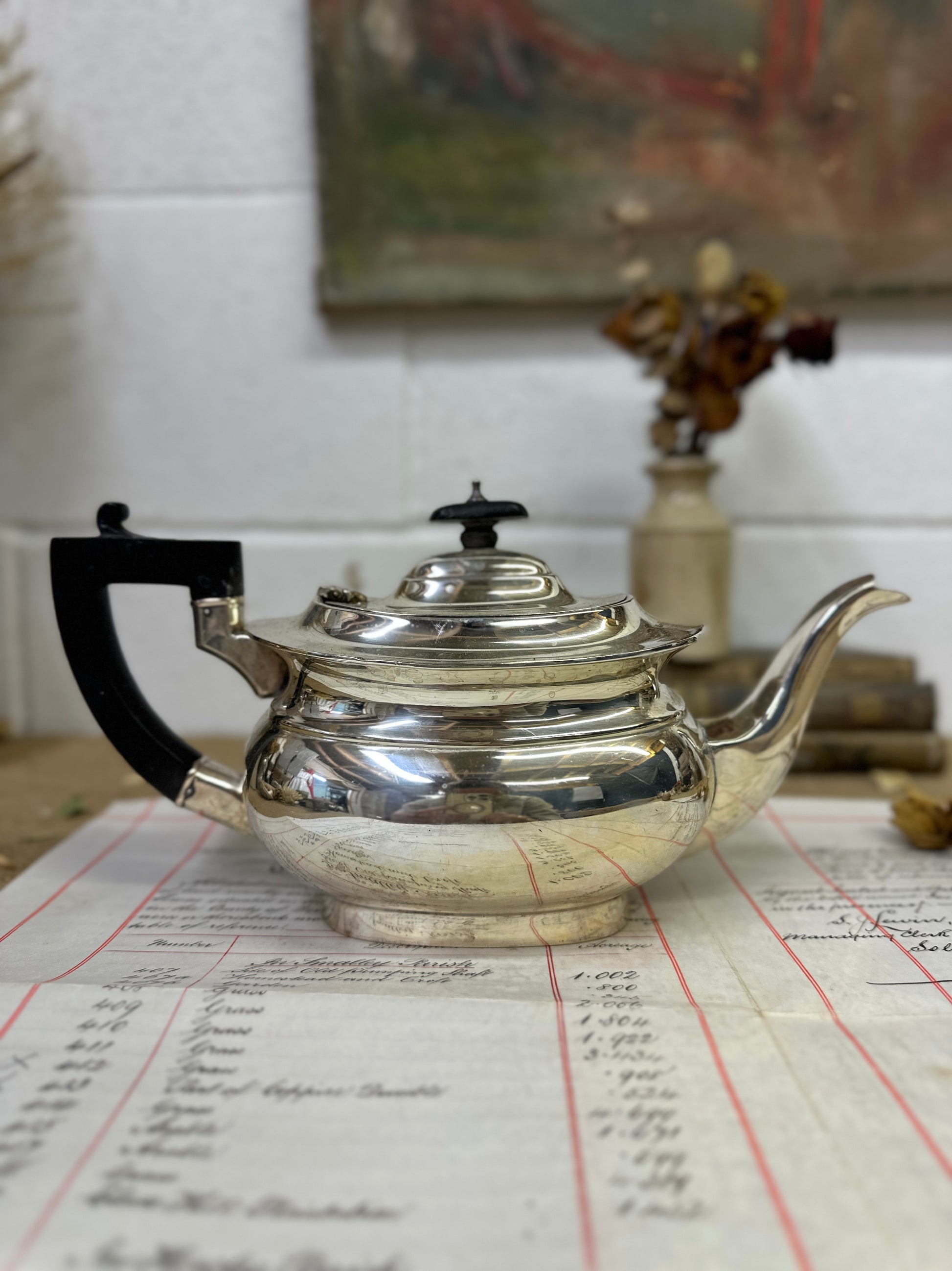 Edwardian Silver EPNS Teapot - The Blind Mole