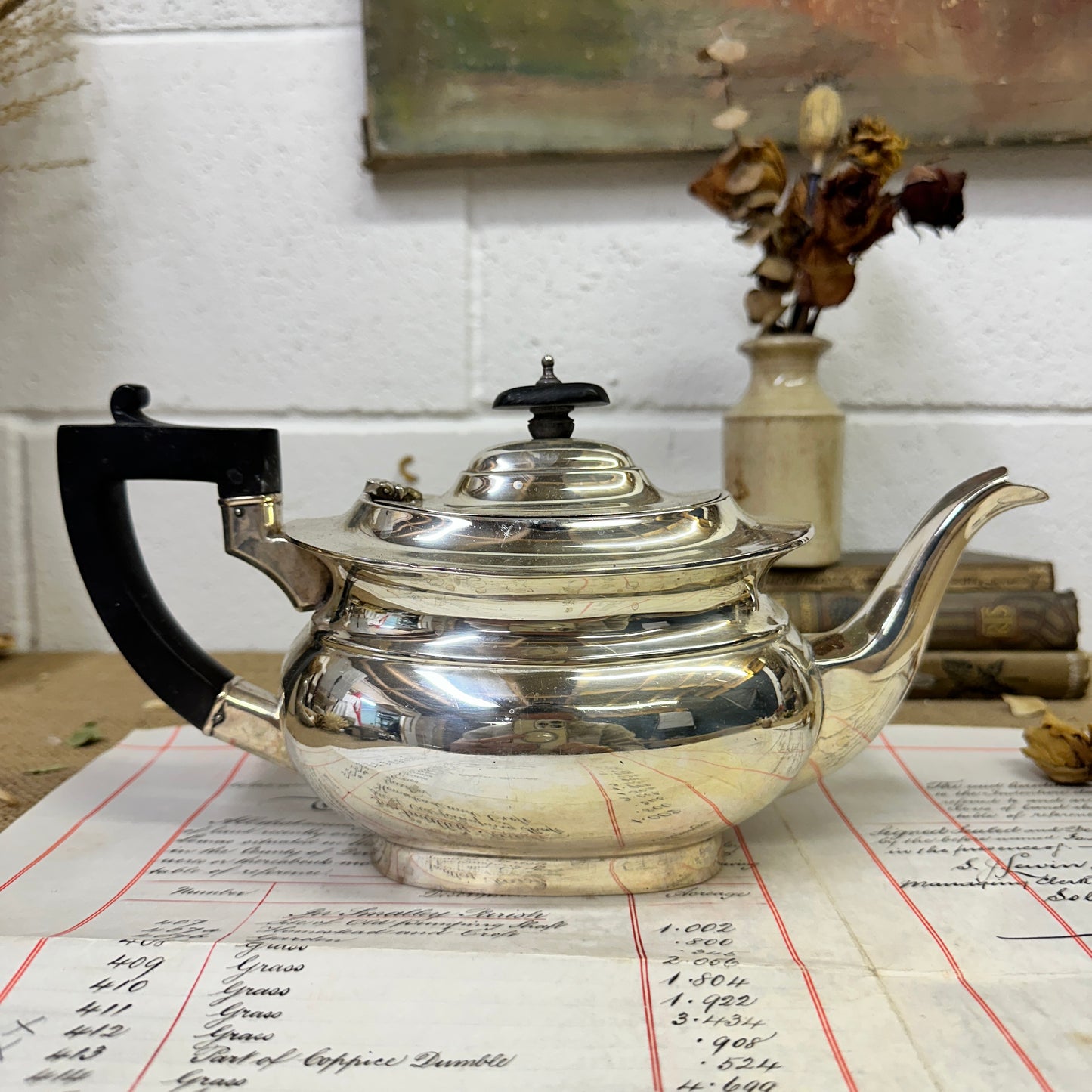 Edwardian Silver EPNS Teapot - The Blind Mole