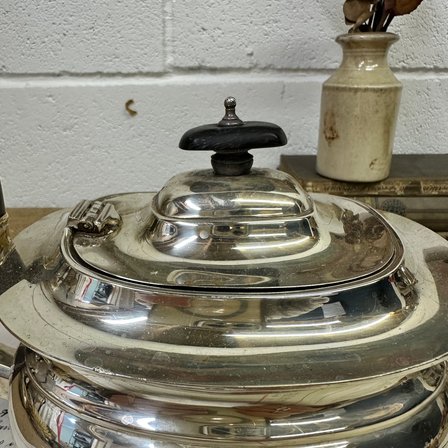 Edwardian Silver EPNS Teapot - The Blind Mole