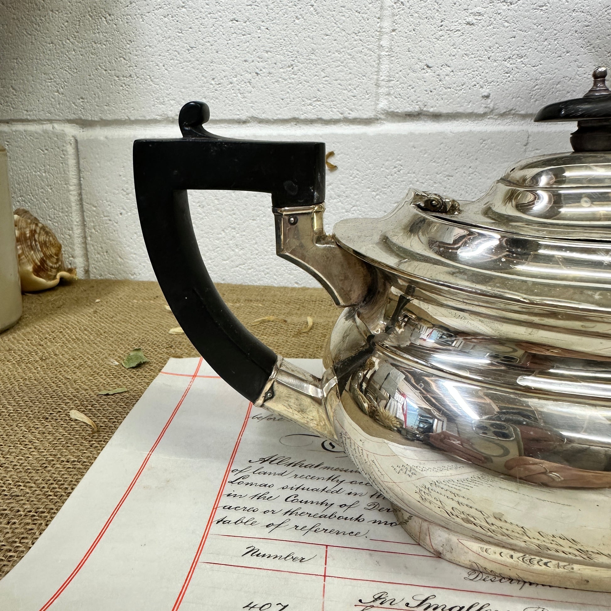 Edwardian Silver EPNS Teapot - The Blind Mole
