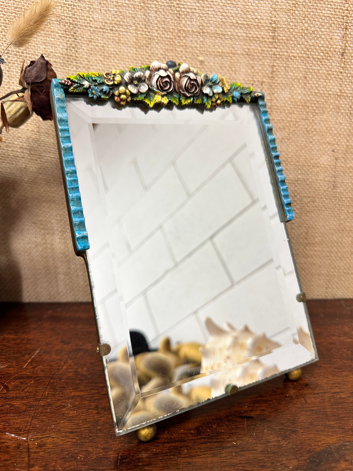 Plaster Gesso Barbola Dressing Table Mirror Square