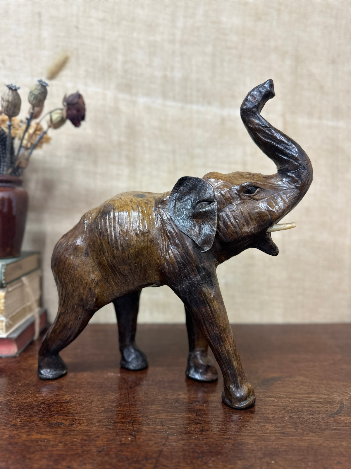 Mid Century Leather Elephant Figure