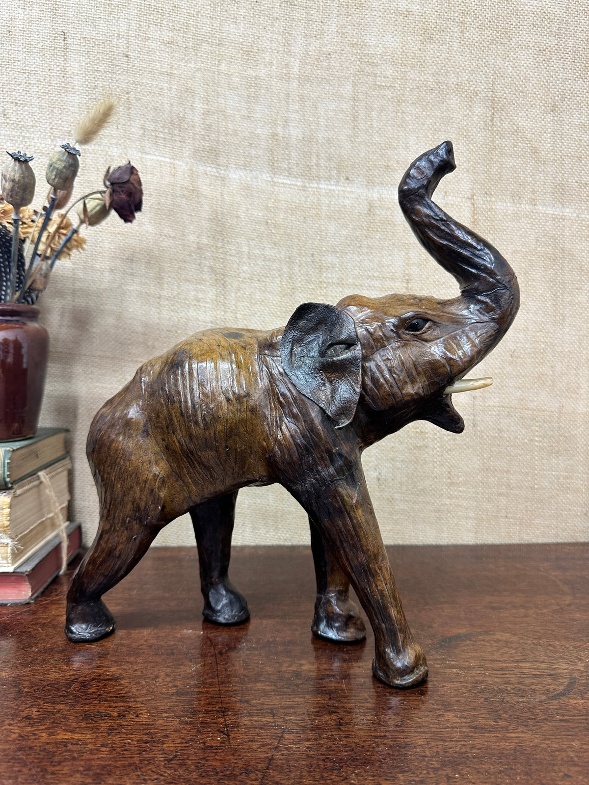 Mid Century Leather Elephant Figure