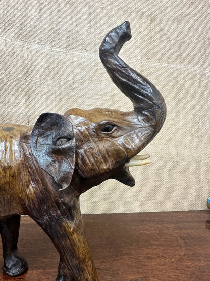 Mid Century Leather Elephant Figure