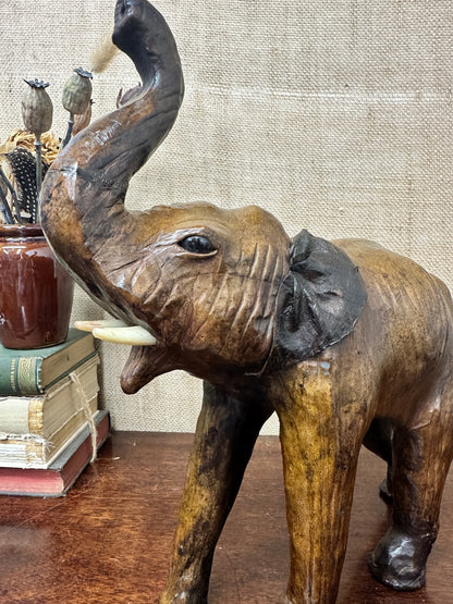 Mid Century Leather Elephant Figure
