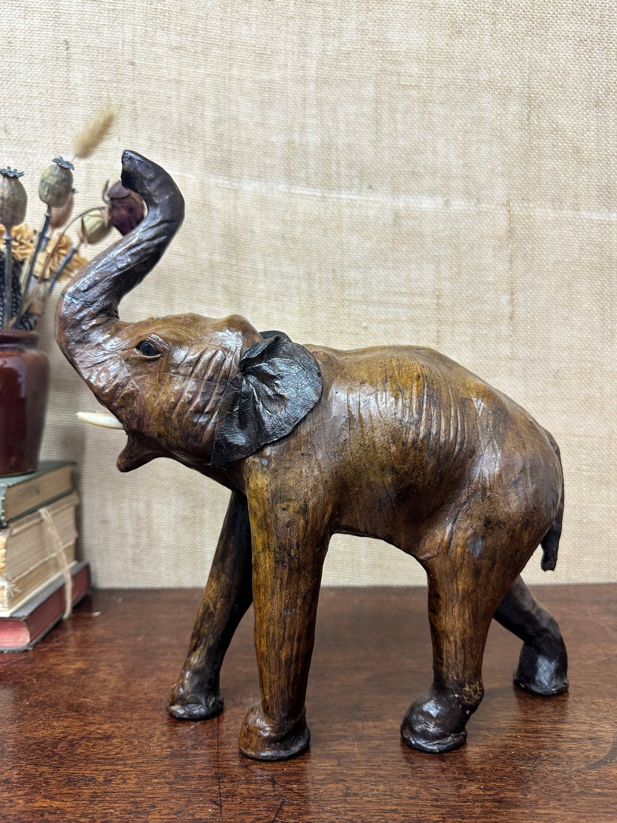Mid Century Leather Elephant Figure