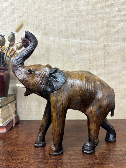 Mid Century Leather Elephant Figure
