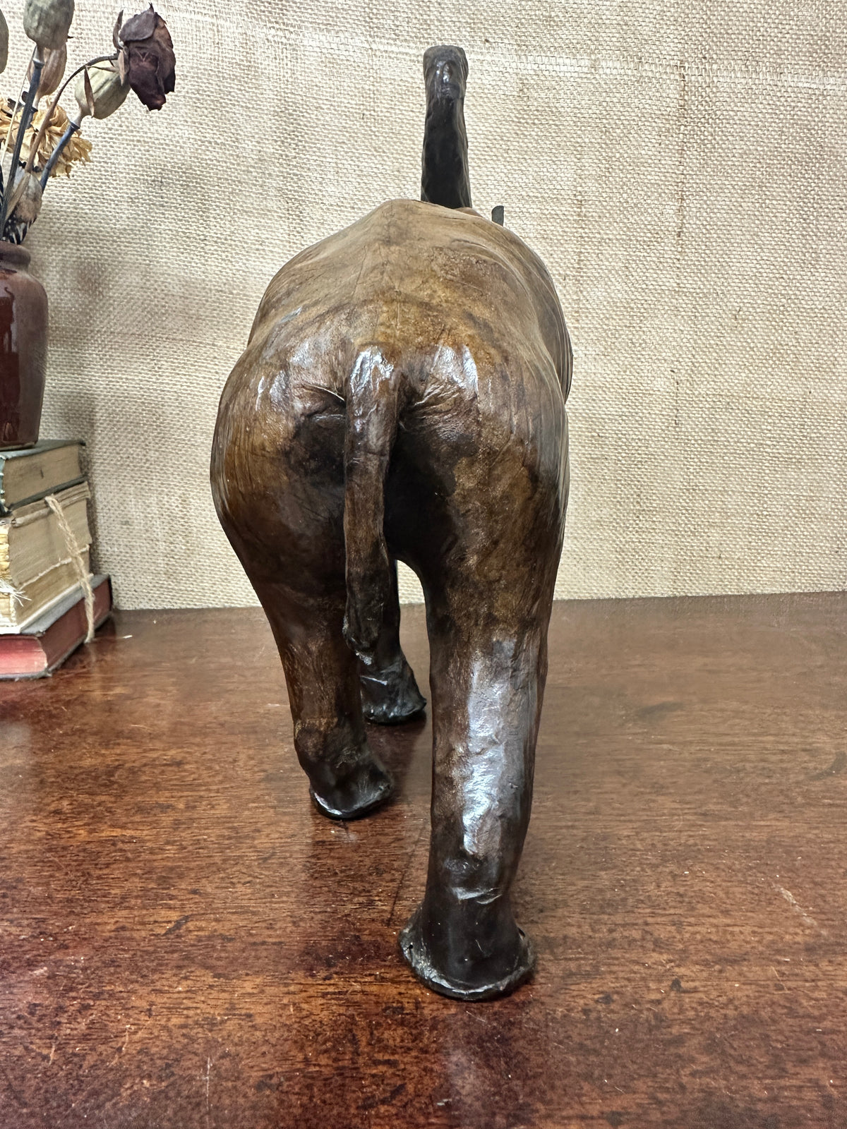 Mid Century Leather Elephant Figure