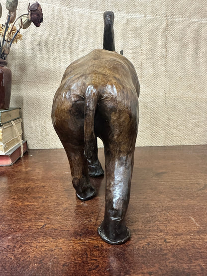 Mid Century Leather Elephant Figure