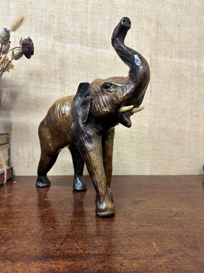 Mid Century Leather Elephant Figure
