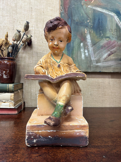 Chalkware Figure Reading Girl