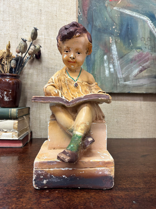 Chalkware Figure Reading Girl