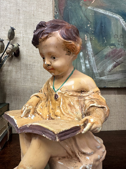 Chalkware Figure Reading Girl