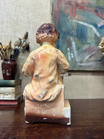 Chalkware Figure Reading Girl