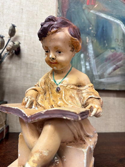 Chalkware Figure Reading Girl