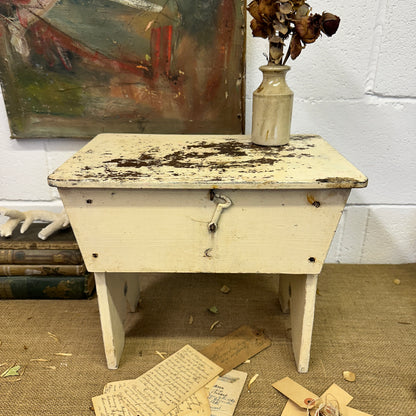 White Painted Workshop Stool