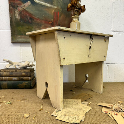 White Painted Workshop Stool