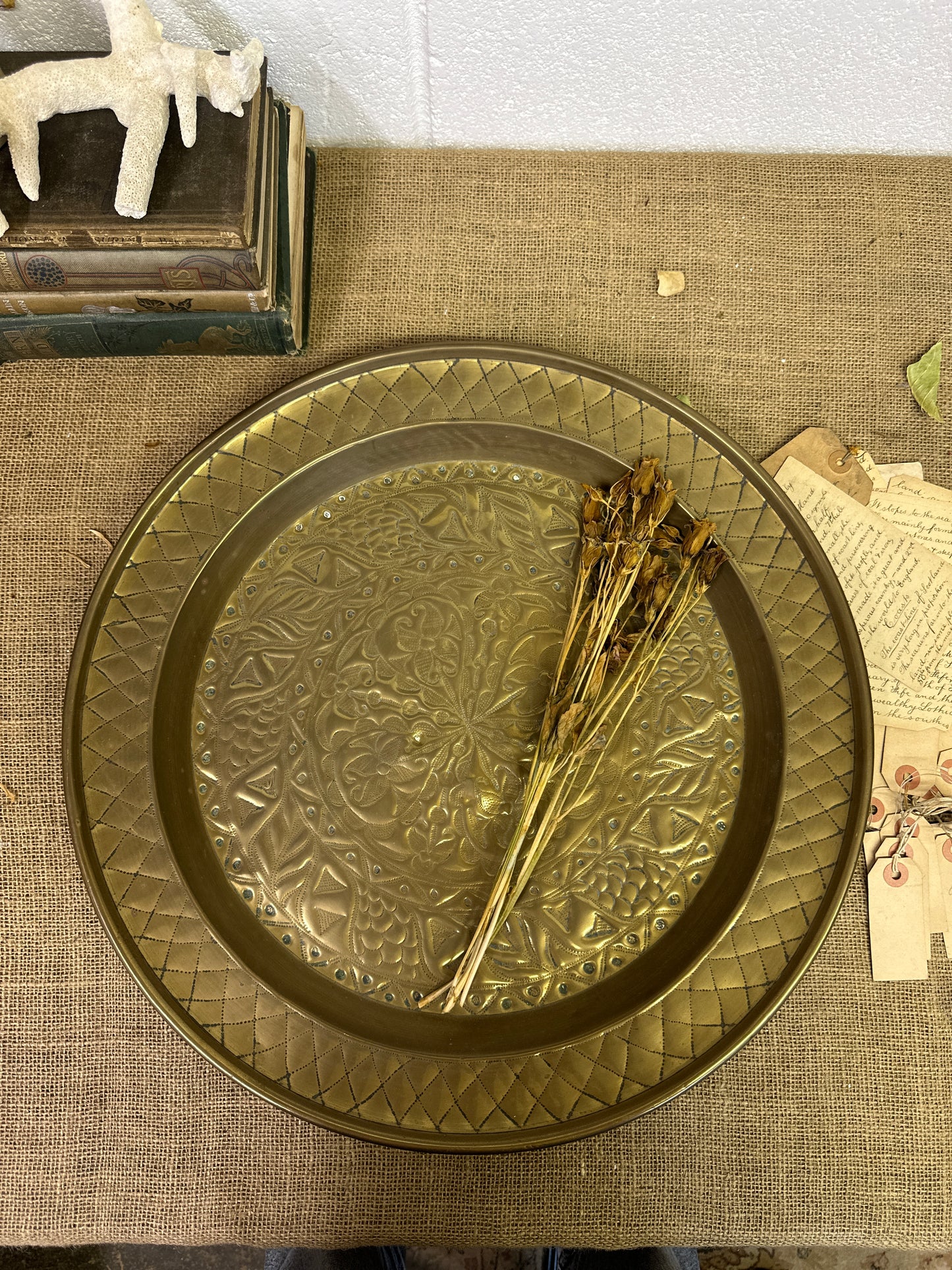 Moroccan Large Brass Plate
