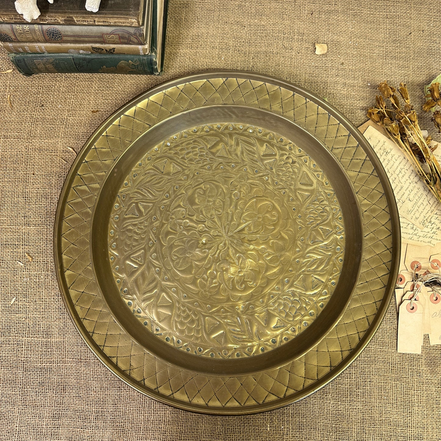 Moroccan Large Brass Plate