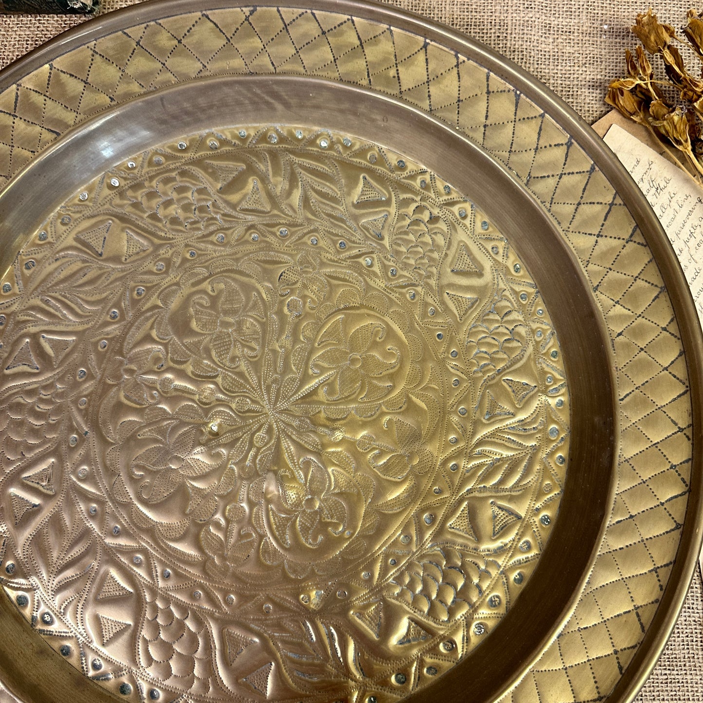 Moroccan Large Brass Plate
