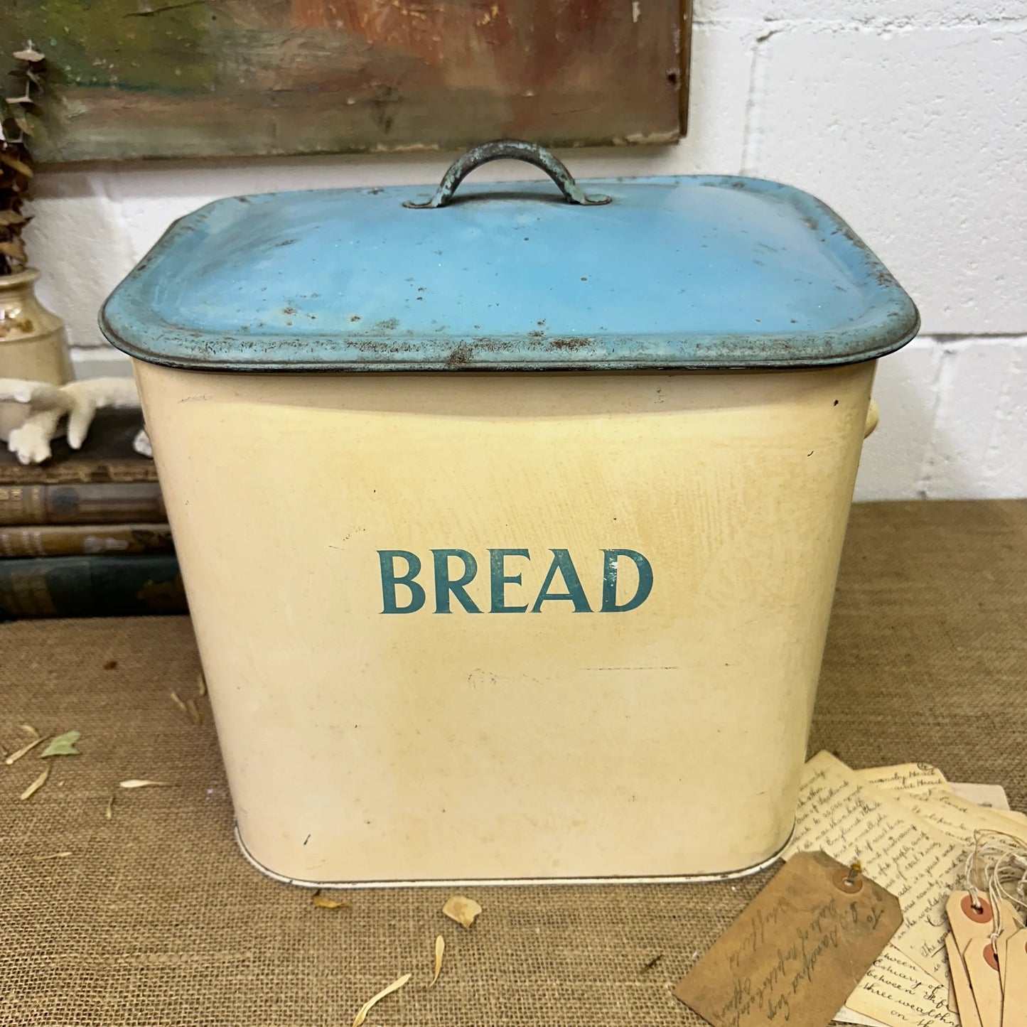 Vintage Enamel Bread Bin - The Blind Mole