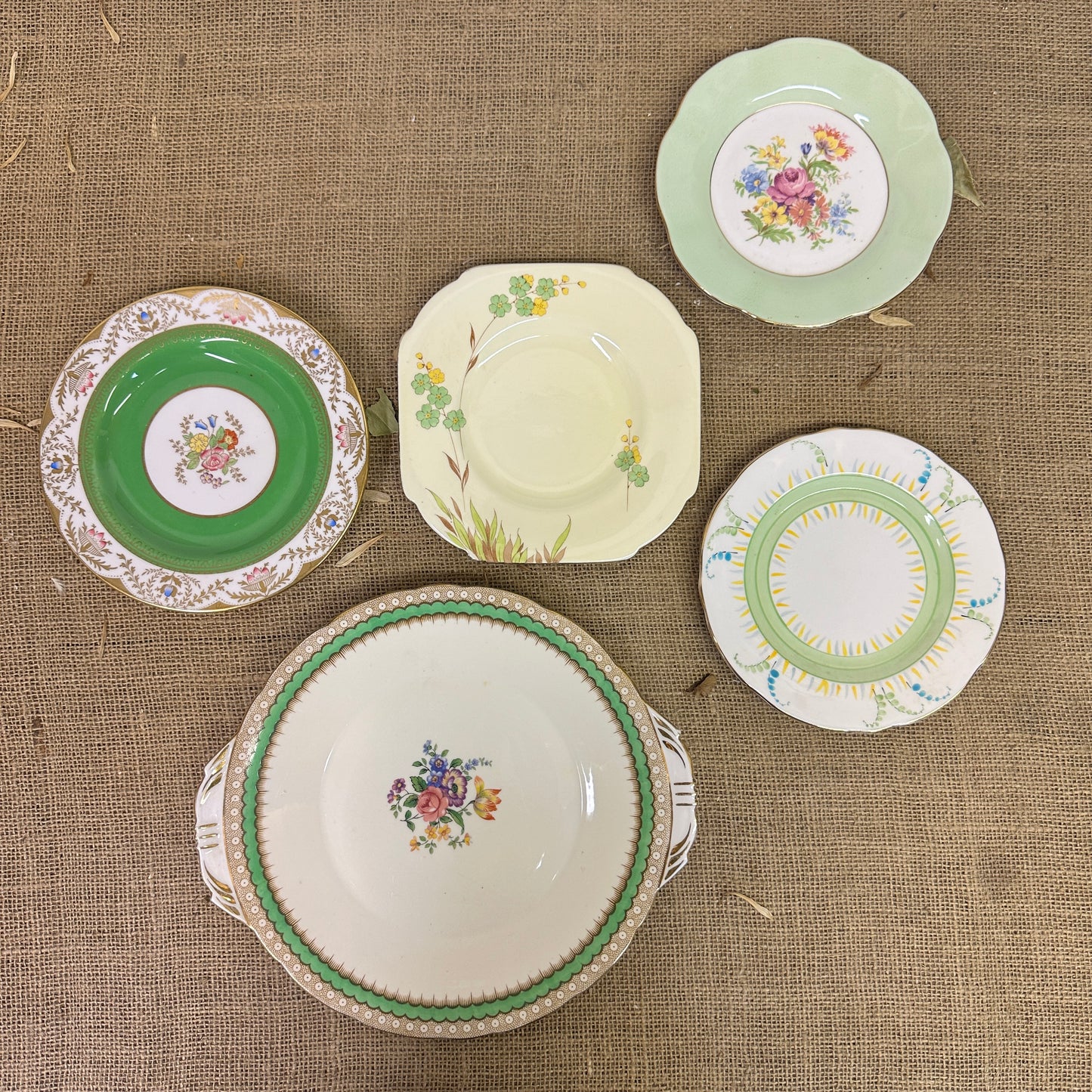 Set of Antique Wall Plates Greens