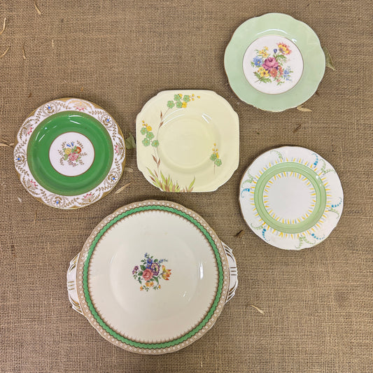 Set of Antique Wall Plates Greens